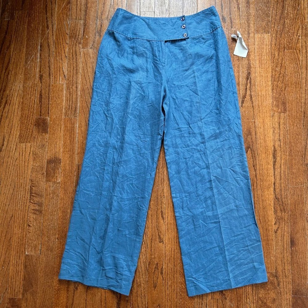 Vintage Willi Smith Womens Pants Size 14 Linen Wide Leg Trousers 90s Y2K New - Picture 3 of 12